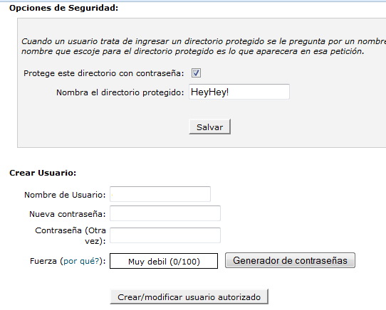 Procedimiento para proteger un directorio con contraseña